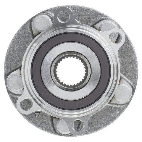 Front view of the Front Wheel Bearing And Hub Assembly With ABS 5 Lug 2pc Set for Mazda 3 Sport and Mazda CX3, 5-lug pattern visible.