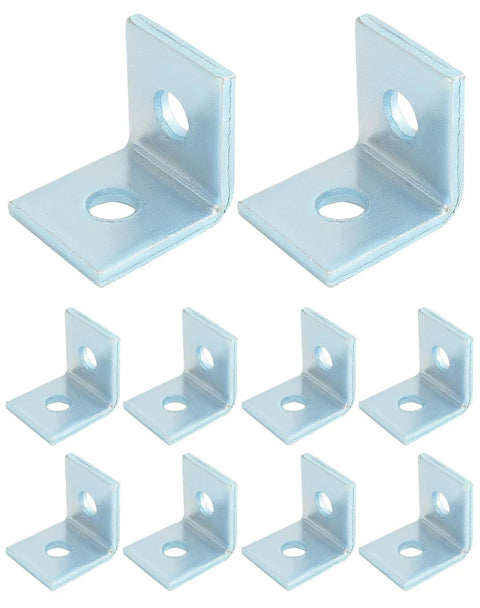 10 Pack Heavy Duty L Shaped Connector Brackets With Two Holes For Standard One And Five Eighths Inch Strut Channels Fits Half Inch Bolt Hole And 90 Degree Angle Made From Electrogalvanized Carbon Steel For Sturdy Industrial Framing And Support