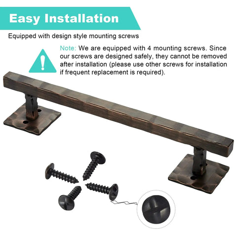 Rustic 12 Inch Heavy Duty Barn Door Handle Pull For Sliding Doors Solid Metal Construction With Oil Rubbed Bronze Finish