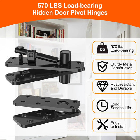Beefy Heavy Duty Hidden Door Hinge With 570 Pound Load Bearing Thickened Solid Alloy Steel 360 Degree Rotation Invisible Pivot