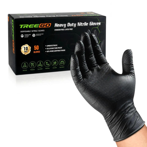 10 Mil Nitrile Gloves Large Disposable Heavy Duty Work Gloves With Raised Diamond Texture For Auto Repair Garage And Industrial Tasks Tough As Nails Latex Free 50 Count, displayed with box