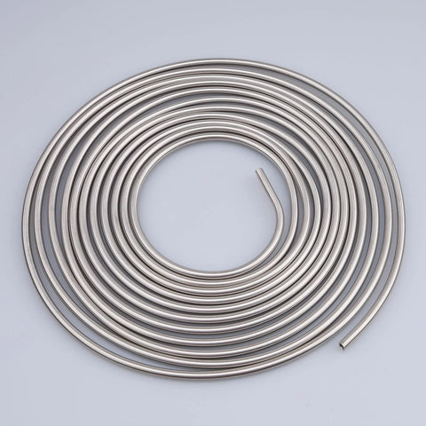 Stainless steel brake line hard tube, 1/4 inch diameter, 16 ft coil.