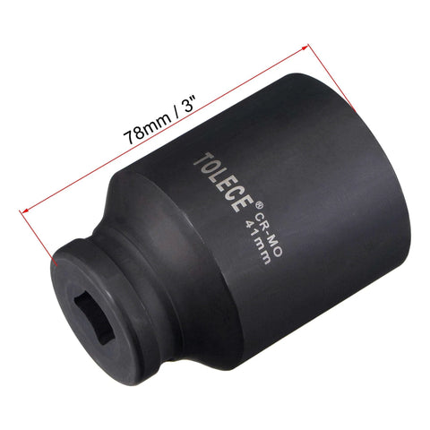 Beefy One Half Inch Drive 41mm 12 Point Deep Impact Socket In CR-MO Steel, 78mm Length, with black phosphate finish