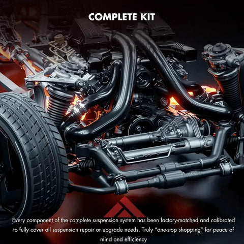 12-piece front suspension kit in black for Acura TSX Honda; includes arms, joints, tie rods, sway bar links.