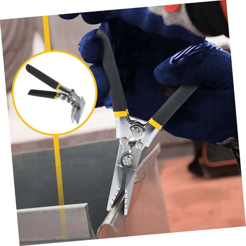 Person using 3 Inch Hand Seamer Sheet Metal Bending Tool With Anti Slip Jaws And Locking Handle on metal sheet