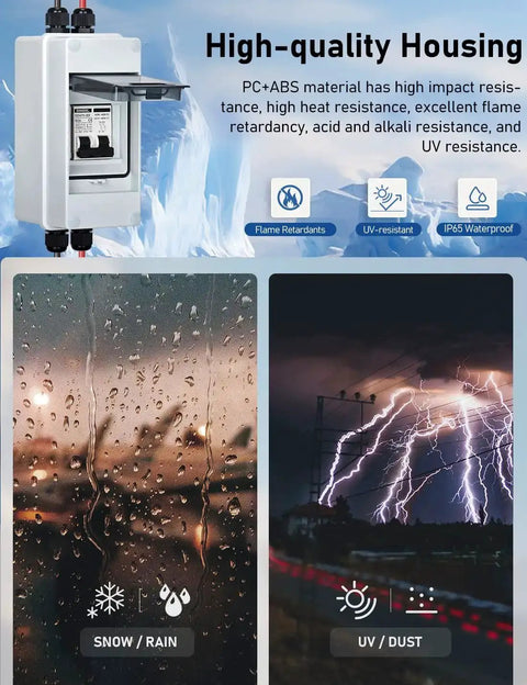 AC DC Solar System Circuit Breaker With IP65 DIN Box 60 Amp Two Pole 12V 400V Non Polarized Solar Panel Disconnect Switch image