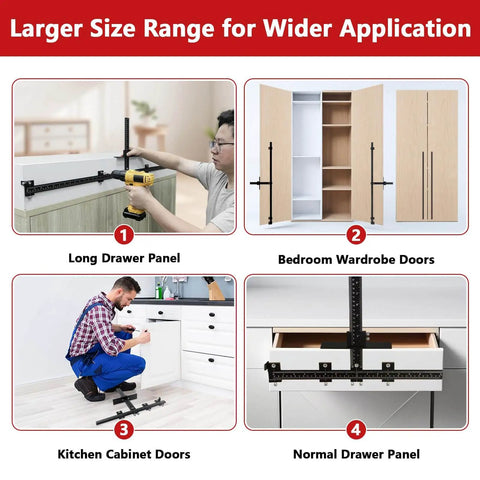 44 Inch Cabinet Hardware Jig Kit With 16 Inch Handle Jig And Auto Center Punch Aluminum Alloy Template Drill Guide for cabinet installation