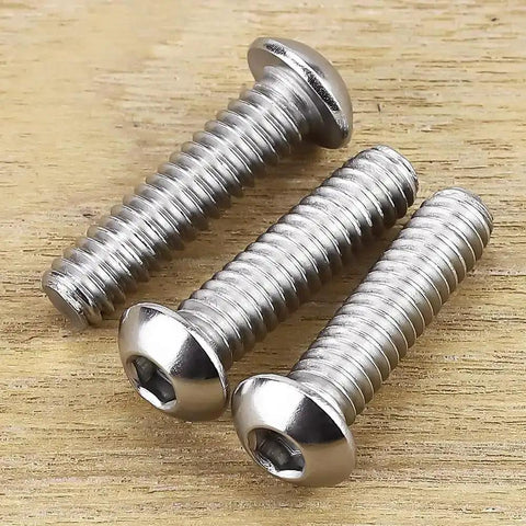 1/4-20 x 1 Button Head Socket Cap Screws in 304 Stainless Steel 18-8 with bright finish, Allen hex drive fully machine thread, pack of 25.