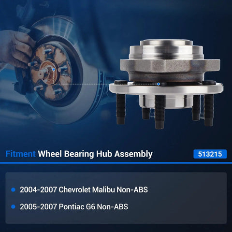 Front Wheel Bearing And Hub Assembly 513215 For 2004 To 2007 Chevy Malibu And Pontiac G6 5 Lug Non ABS Front Axle Replacement