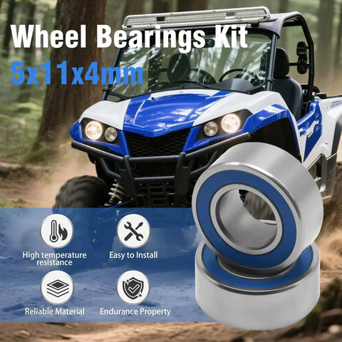 RC Ball Bearings Kit 5x11x4mm Pack Of 10 For Traxxas Slash Rustler Stampede and more shown with blue off-road vehicle