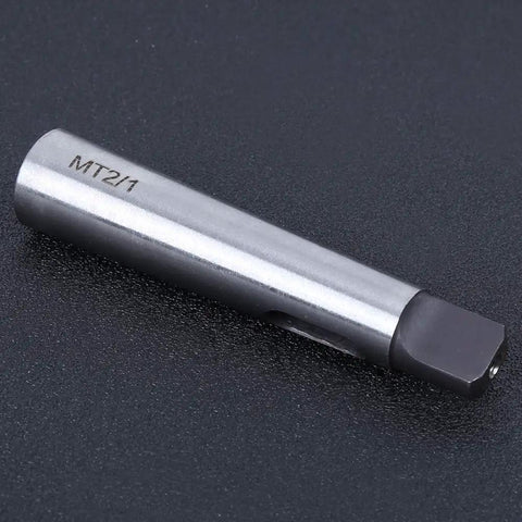 Morse MT2 to MT1 reducing adapter sleeve, silver metal, precision machined drill tool (Amazon)