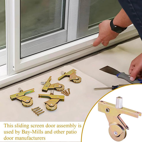 Spring Loaded Sliding Screen Door Roller Replacement With 1 Inch Steel Ball Bearing Concave Wheels For Smooth Glide And Easy Install Fits Most Standard Aluminum Screen Doors And Other Major Brands 4 Pack during installation