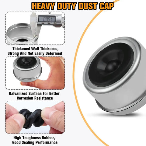 Two Pack Beefed Up Heavy Duty Trailer Hub Bearing Kit For 3500 Lb EZ Lube Spindle with dust cap and rubber plug.