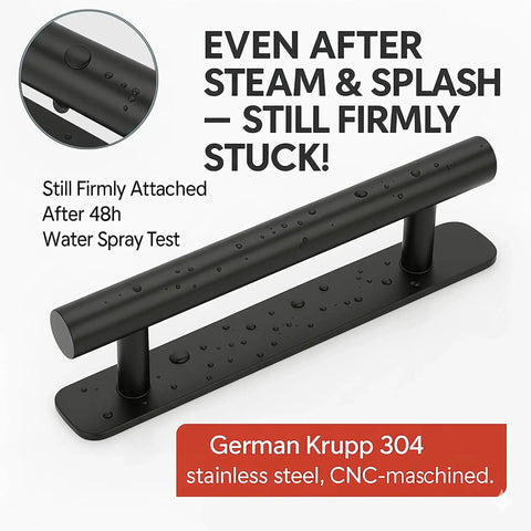 Two Pack Peel And Stick Adhesive Door Handles With Stainless Steel Construction And 3M VHB Adhesive No Drill Stick On Pulls, black
