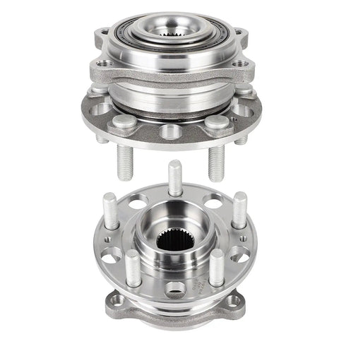 Front Wheel Bearing Hub Assembly 51750-C5000 5 Lug Two Pack Fits Hyundai Santa Fe 2015 To 2019 Santa Fe XL 2016 To 2019 And Kia Sorento 2016 To 2020 OE Quality Replacement For Front Position, close-up view showing two hubs