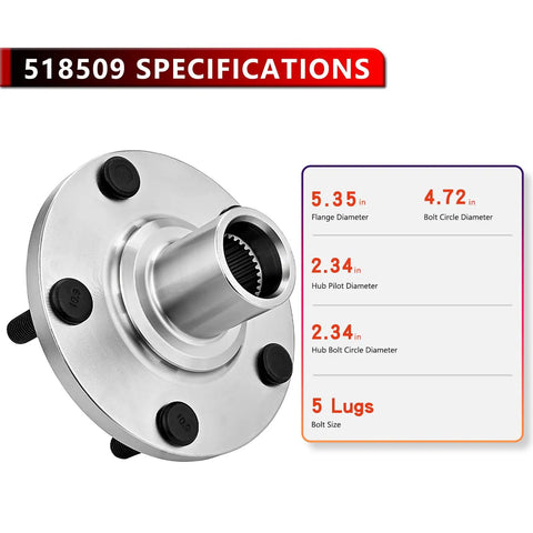 Front Wheel Bearing Hub Assembly Pair Fits Lexus RX300 1999 2003 FWD Also Fits ES300 1992 2003 Avalon, 5-lug hub specifications