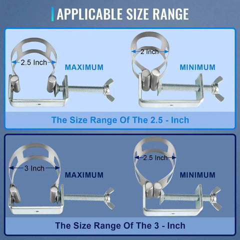Dual Size Clamp On Set With 2.5 Inch And 3 Inch Universal Welding Clamps For Exhaust Pipe Repair And Fabrication sizing chart