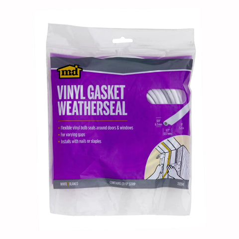 M-D Building Products 78394 white vinyl gasket weatherseal, 17 ft, for doors and windows