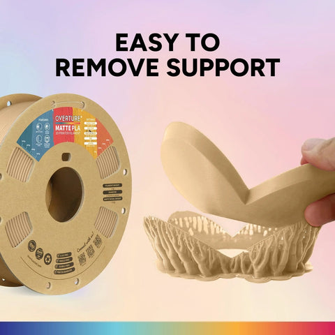 Matte PLA 3D Printer Filament 1.75mm, 1kg Spool, Low Warping, Frosted Matte Finish, easy support removal demonstration