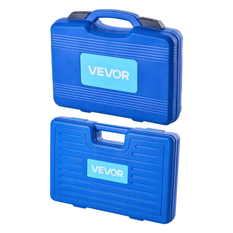 Blue carrying case for 52 Piece Custom Bushing Bearing And Seal Driver Set And 14 Piece Bearing Puller Kit with handle and label