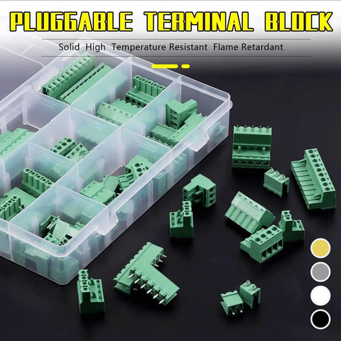 32 Set Value Pack Pluggable Terminal Block Connector Kit with Male and Female Sockets, 5.08mm Pitch, assorted configurations.