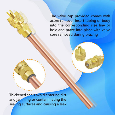 Boltigen 30Pcs HVAC Schrader valve service cores set; brass and copper filling, 1/4'' SAE x 1/4'' OD, 3.54'' stem length