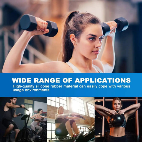 Woman exercising with dumbbells showcasing Self-Fusing Silicone Tape 1in x 10ft No Mess No Glue Needed Heavy Duty Leak Proof Sealing Tape