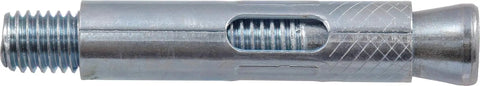 Side view of Hex Head Sleeve Anchor Five Eighths Inch By Three Inch Concrete Anchors For Concrete Brick And Block Pre Drill Required Steel Zinc Coated