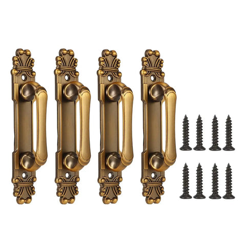 Set Of 4 European Style Vintage Door Handles For Cabinets Drawers Cupboards And Sliding Doors, with screws, in antique finish