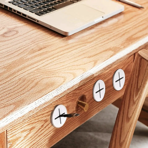Silicone Cable Grommet Set, 12 Pcs 3/4 Inch Hole Covers installed in desk for cable management