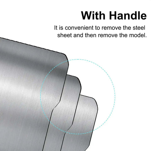 Close-up of 2-Pack Flexible Build Plate Set for Anycubic Photon Mono 4 and Mono 4 Ultra, showing spring steel sheets with handles.