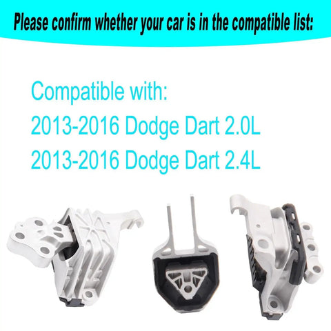 Dodge Dart Beefed-Up Engine And Transmission Mount Kit 2013-2016 2.0L 2.4L Replacement With Right Motor Mount And Rear Torque Strut Mount OE