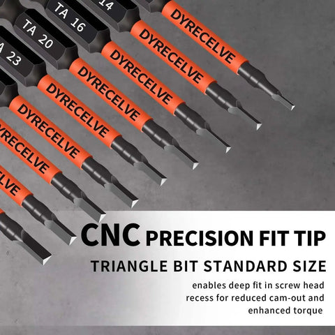 Professional Grade Triangle Screwdriver Set By Dyrecelve With Magnetic Head And S2 Steel Triangle Bits 2.56 Inch Long 1/4 Hex Shank