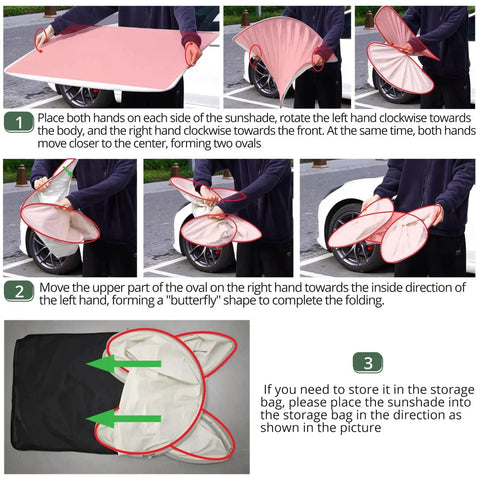 Model Y Sunshade Roof Cover For Tesla 2020 To 2025 Heat And UV Protection folding and storage instructions