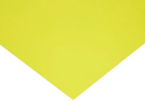 Close-up of PVC Shim Stock Flat Sheet Yellow 0.020 Inch Thick 10 Inch Wide 20 Inch Long Pack Of 10, showing the bright yellow surface.