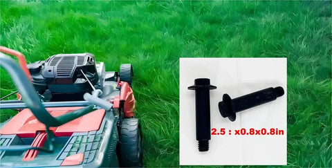 Beefy Shoulder Bolt Set Of 2 For Recycler Wheel Bolt Part 614650 next to a lawn mower