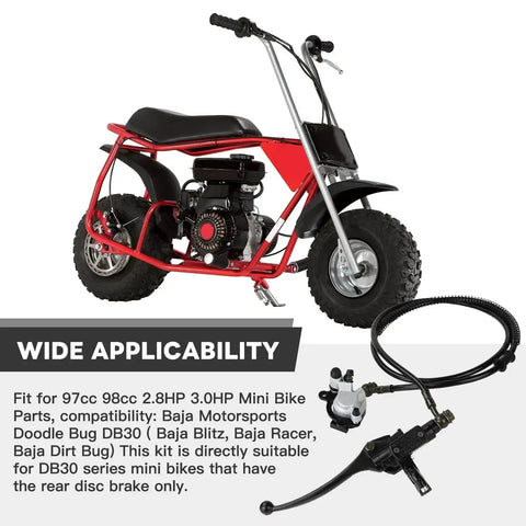 SENJWARM hydraulic hand brake system with master cylinder and caliper, 50in hose, red Baja DB30 mini bike parts