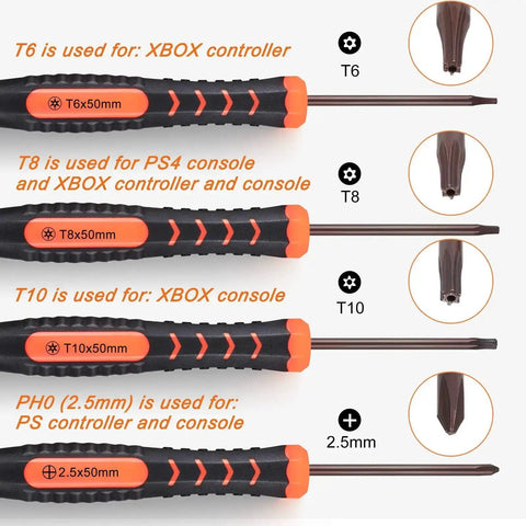 Complete Console And Controller Repair Kit for Xbox One Xbox 360 PS4 PS3 PS5 with T6 T8 T10 PH0 screwdrivers
