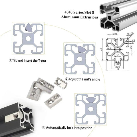 Fifteen Pack One Quarter Inch Twenty Spring Loaded T Nuts With Ball Bearings Boxed Set Zinc Plated Carbon Steel Heavy Duty T Slot Nuts For 4040 Series And Slot Eight Aluminum Extrusions Quick Install Built Tough Fastening diagram