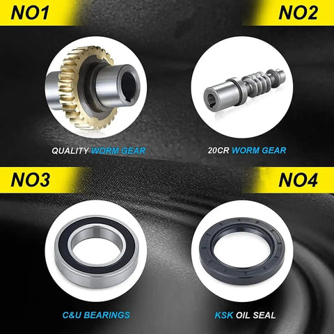 NMRV040 Worm Gearbox With 30 To 1 Reduction For NEMA 34 Stepper Or Servo Motors components and gears display