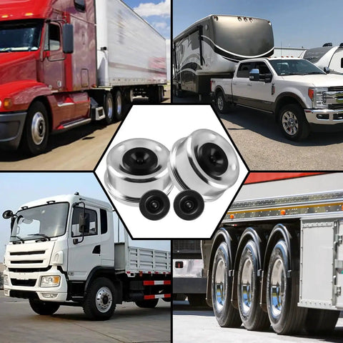 2.72 Inch Trailer Axle Dust Cap Kit With 4 Rubber Plugs for 7000 to 8000 lb Axles and 8 on 6.5 Inch Hubs EZ Lube Compatible