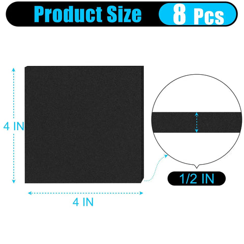 Eight Pack Adhesive Neoprene Foam Padding Sheets Half Inch Thick Four By Four Inches Self Stick Vibration Dampening Pads