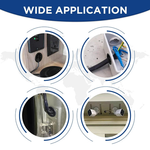 Applications of 55 Pcs Rubber Grommets Kit With Six Assorted Sizes in wiring protection and waterproof firewall hole plugs.