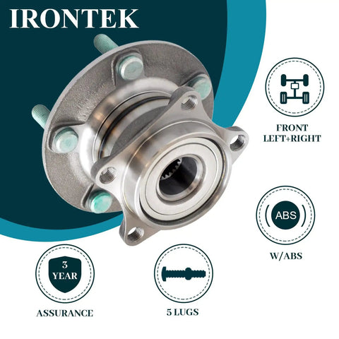 Front view of Rear Wheel Hub And Bearing Assembly 5 Lug AWD 2007 2012 Mazda CX7 Replacement 2 Pack Bolt In Fit Premium Quality