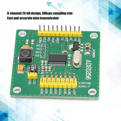 High Precision 24 Bit Analog To Digital Converter Module with plug and play interface, onboard terminal block, durable PCB, top view