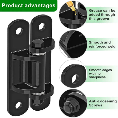 Heavy Duty Gate Hinges Set For Large Fences And Driveway Gates 6.7 Inch 1100 Lb Capacity Per Pair Four Pack Of Steel Hinges
