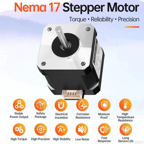 High Torque Nema 17 Stepper Motor Bundle 10 Pack 1.8 Degree 2 Phase Bipolar Motors for 3D Printers CNC DIY Robots