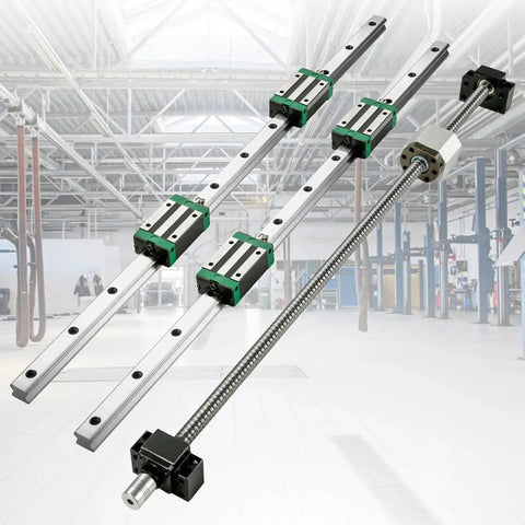 Two HGR20 1500 mm Linear Guide Rails Kit With Four Blocks And RM1605 1500 mm Ballscrew BF12 BK12 Kit Pre Drilled Holes