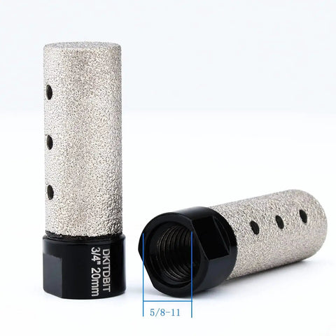 Diamond Coated Finger Bit Three Quarters Inch Tile Milling Bit For Enlarging And Shaping Holes In Porcelain Ceramic Marble And Granite Tiles With Five Eighths Inch Thread To Three Eighths Inch Hex Shank Adapter And Diameter Twenty Millimeter