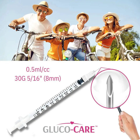 0.5ml Syringes 30G 5/16 Inch 8mm Leak-Proof With Clear Dosage Scale, 100 Pack